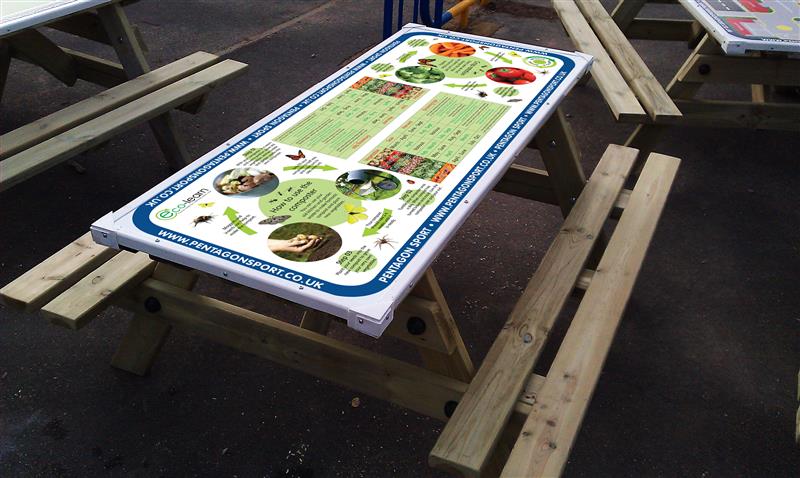 Picnic Table with Composter and Veggies Top